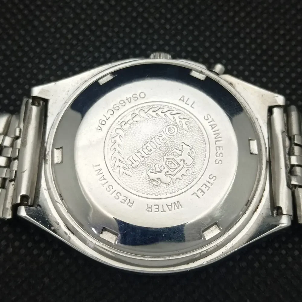 Vintage 1989 Orient Automatic Mens Silver Watch W/daydate & Gold accents